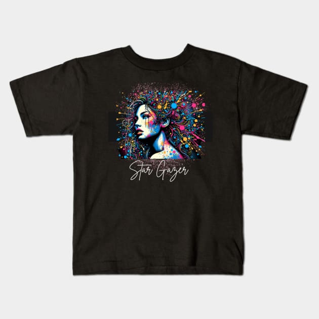 Star Gazer (color splash artwork) Kids T-Shirt by PersianFMts